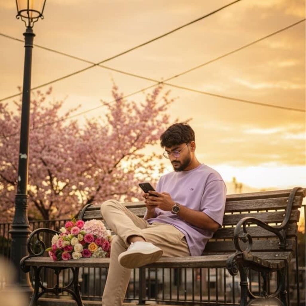 Man on bench nature 1